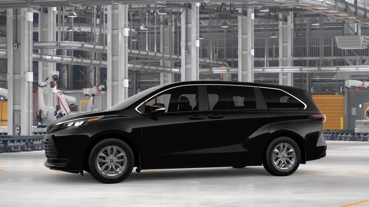 Black minivan, side view